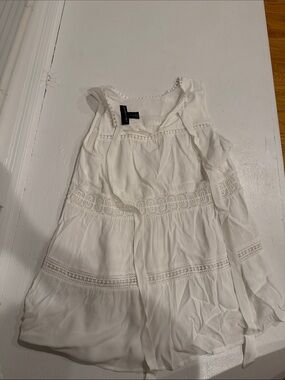 White Crochet-Trim Sleeveless Tunic